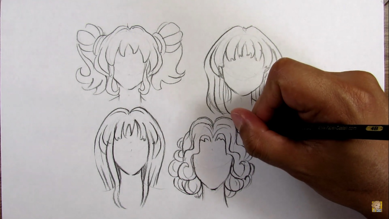 Como Desenhar Cabelo de Anime  Cabelo Feminino de Anime Simples de Fazer 